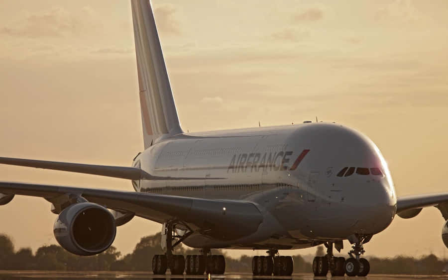 Airbus A380 Air France Sunset Silhouette Wallpaper
