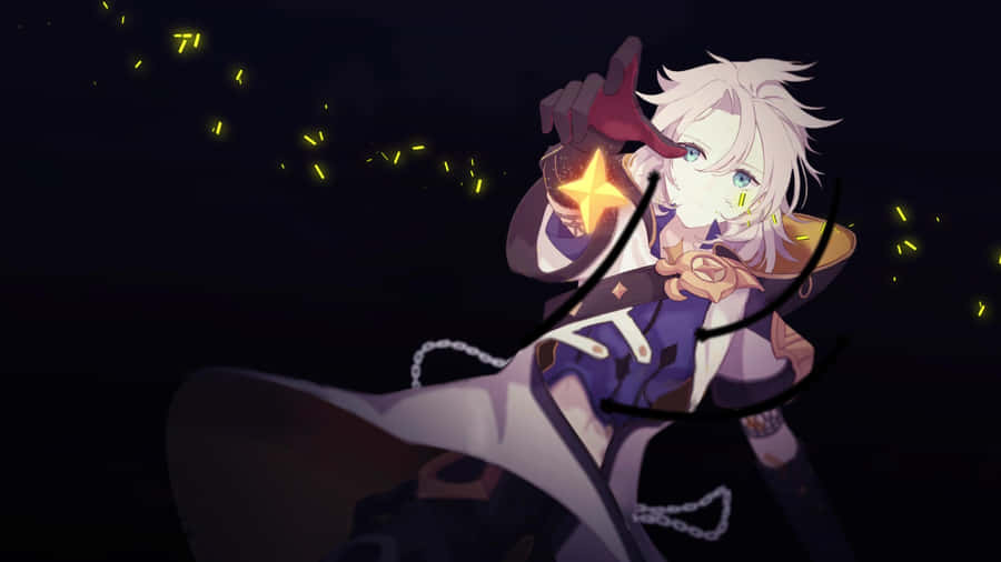 Albedo Working On His Research In The Magical World Of Genshin Impact Wallpaper