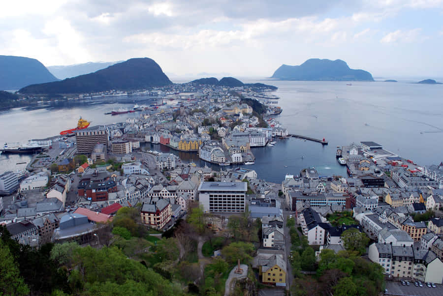 Alesund Aerial View Norway Wallpaper