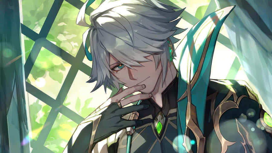 Alhaitham Scholar With Dagger Wallpaper