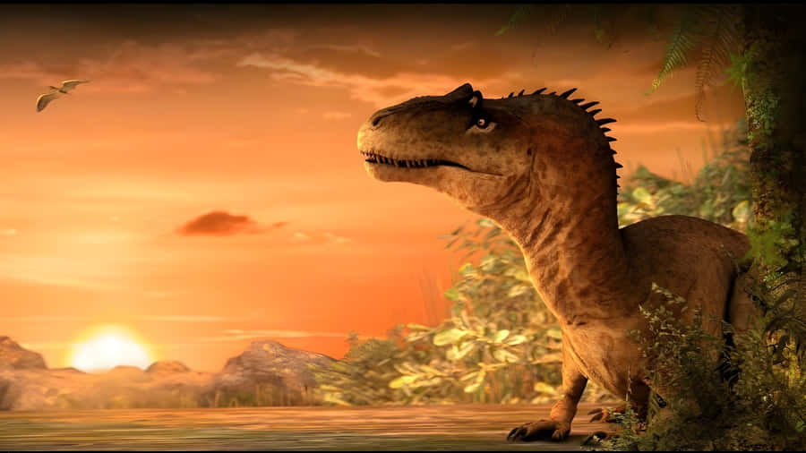 Allosaurus At Sunset Wallpaper