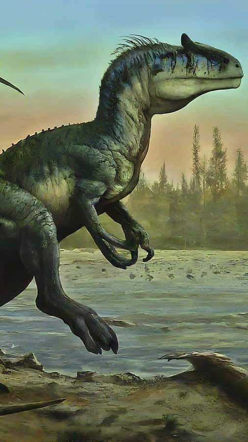 Allosaurus Dinosaur Hunting Scene Wallpaper