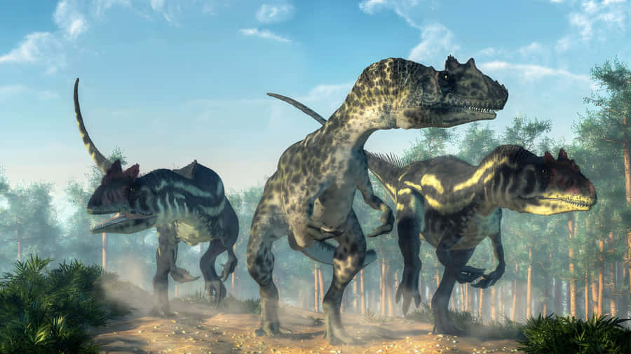 Allosaurus Hunting In Forest Wallpaper