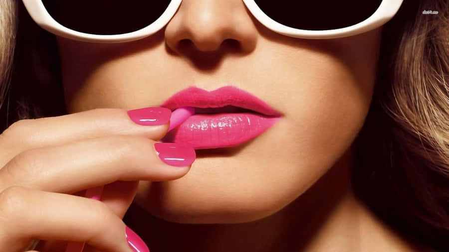 Alluring Pink Lipstick On Luxurious Lips Wallpaper
