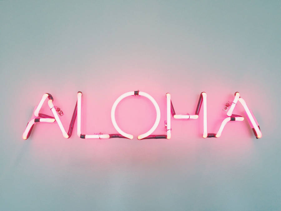Aloha Neon Light Aesthetic Pink Desktop Wallpaper