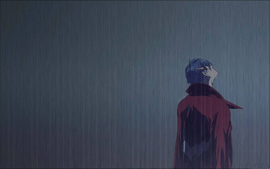 Alone Sad Anime Boys Soaked In The Rain Wallpaper