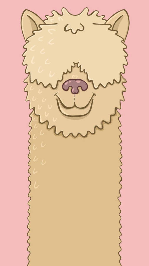 Alpaca Pink Background Art Wallpaper