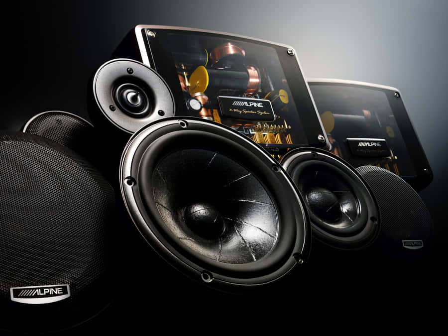 Alpine F1 Three Way Component Black Electric Speakers Wallpaper