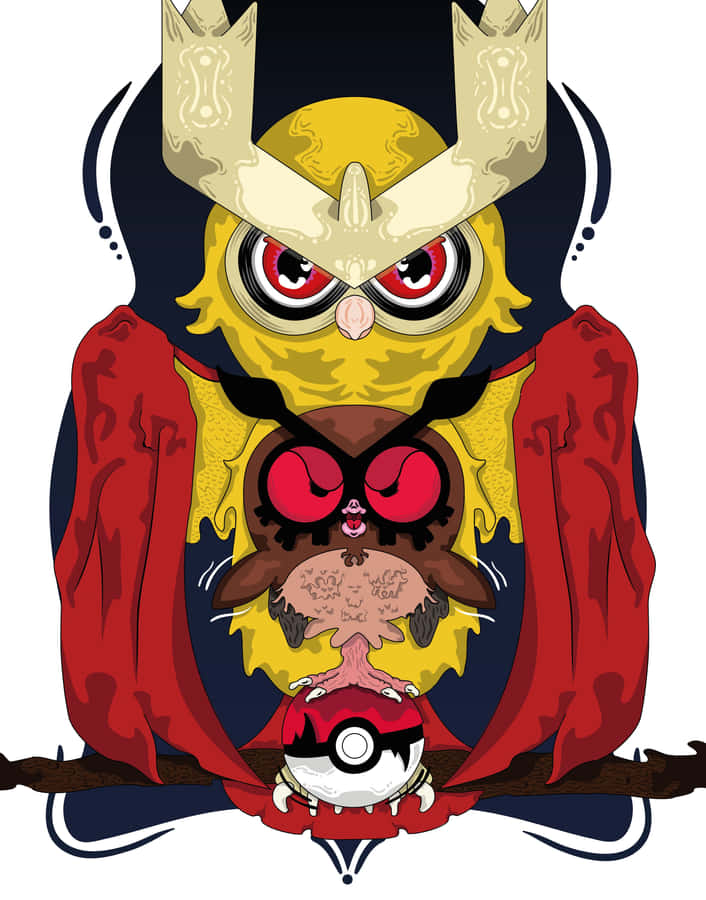 Amazing Hoothoot Illustration On Black Background Wallpaper