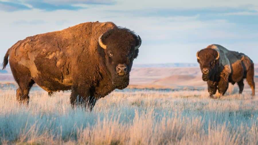 American Bisonin Grasslandat Dusk Wallpaper