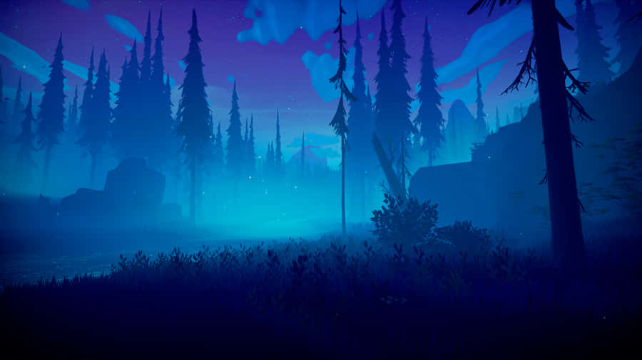 Among Trees Purple Sky Wallpaper