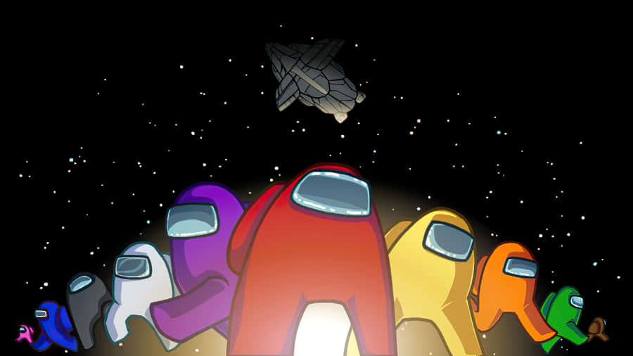 Among Us Galaxy Complete Characters Landscape Wallpaper