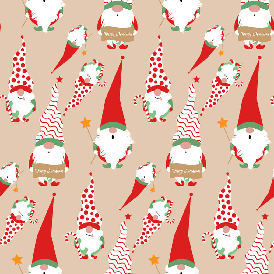 An Adorable Christmas Gnome Overlooking The Living Room. Wallpaper