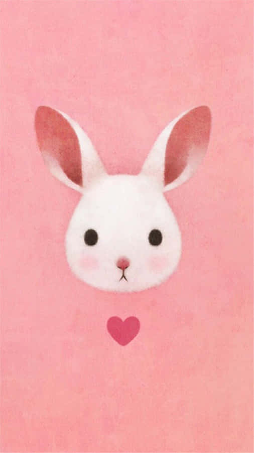 An Adorable Pink Bunny Hopping On A Bed Of White Petals Wallpaper