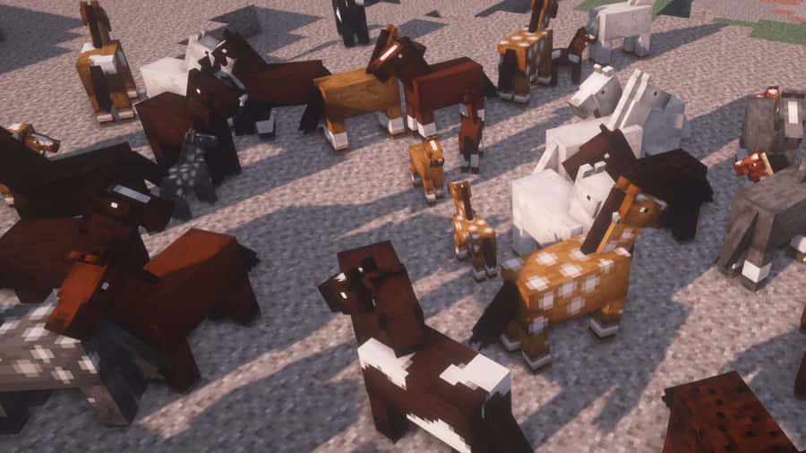 An Adventurous Ride With Minecraft Horses Wallpaper