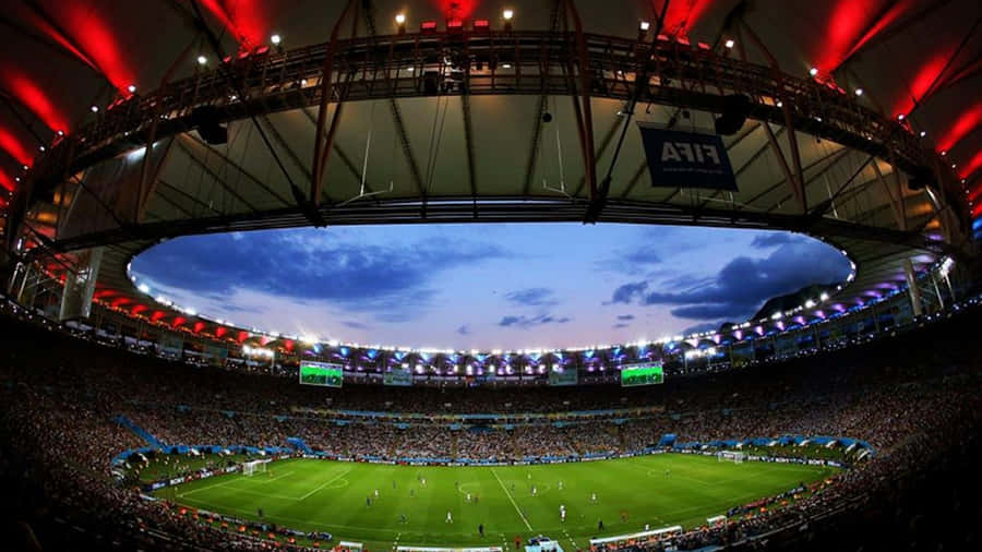An Aerial View Of An Empty Soccer Stadium Wallpaper