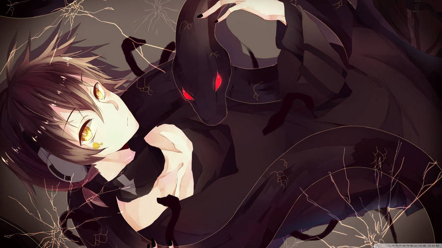 An Anime Boy Wields A Black Snake. Wallpaper
