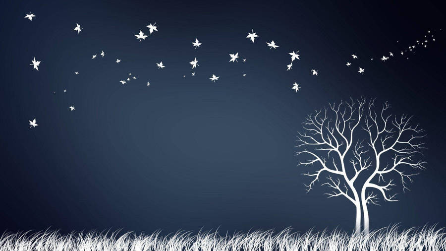An Autumn Scene Of A Majestic White Tree Wallpaper