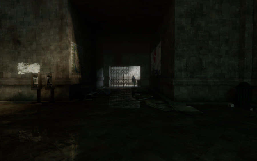 An Eerie Dark Room Illuminated By A Mysterious Light Source. Wallpaper