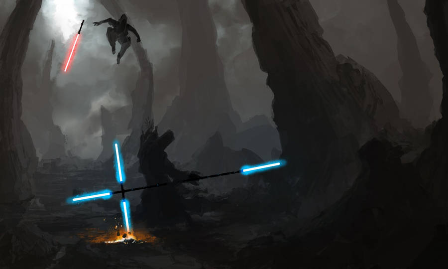 An Epic Battle Between Sith And Jedi Wallpaper