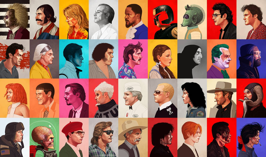 An Iconic Horror Movie Collage. Wallpaper