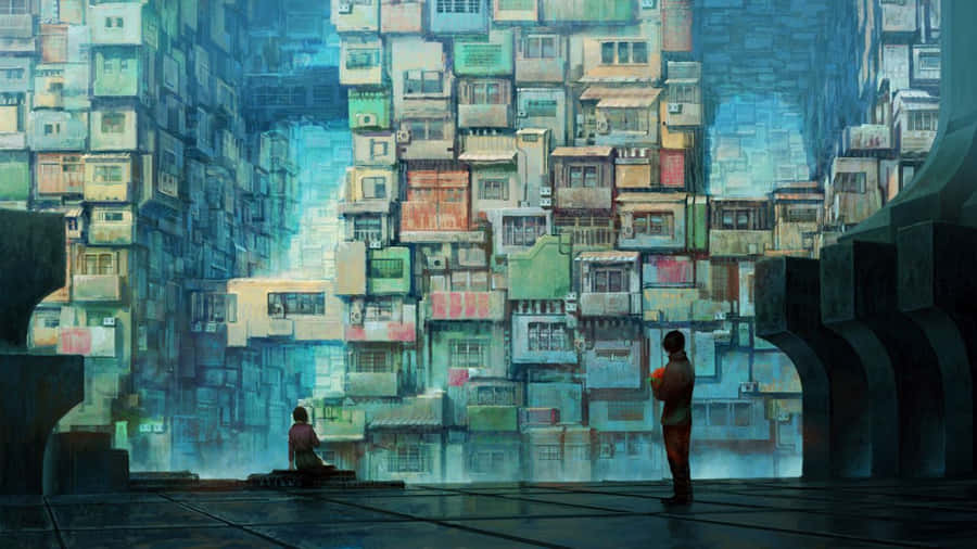 An Image Of A Crowded Black Market With A Variety Of Goods Wallpaper