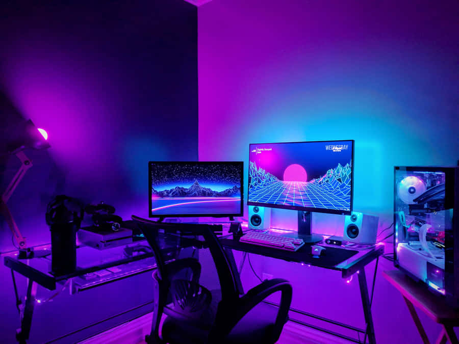An Immersive Gaming Setup Wallpaper