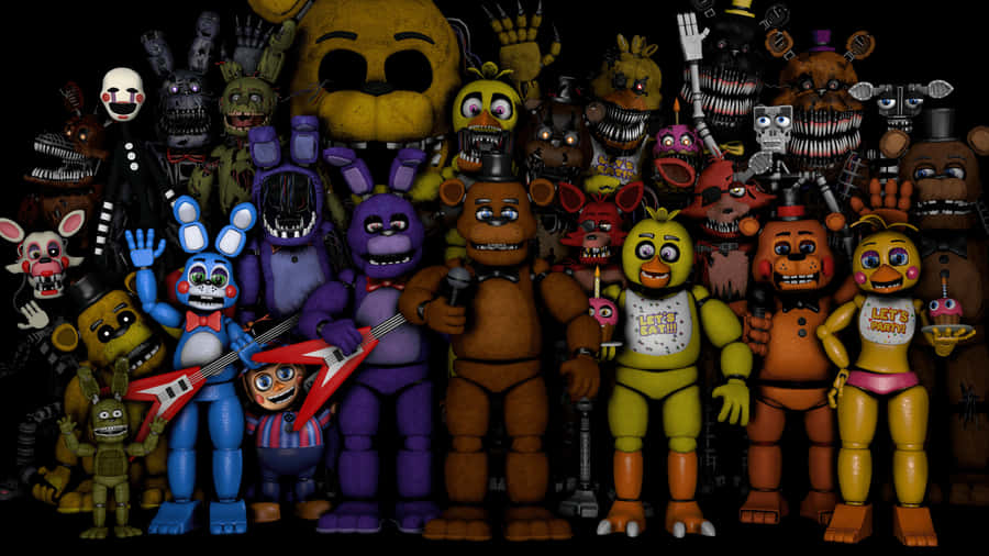 An Impressive Collection Of Animatronics Characters Displayed At A Workshop. Wallpaper