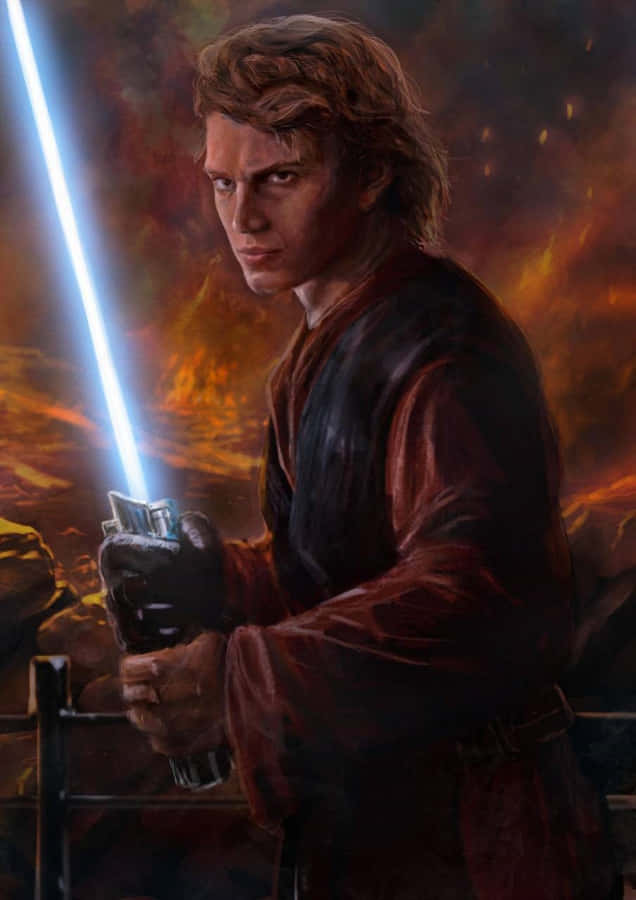 Anakin Skywalker With Lightsaber Wallpaper