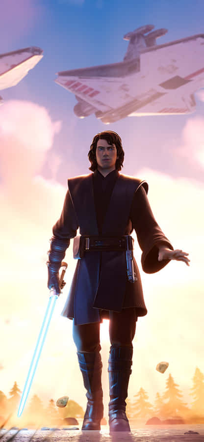 Anakin Skywalker With Lightsaber Wallpaper
