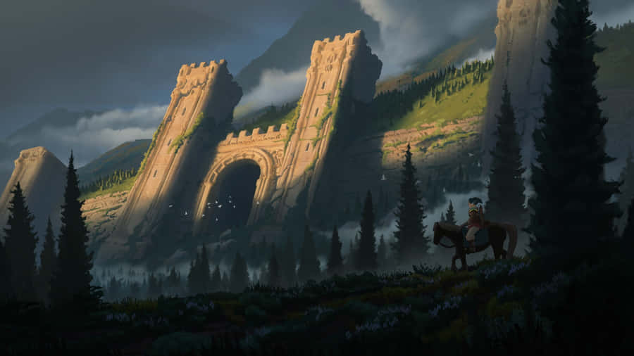 Ancient Castle Ruins Exploration Wallpaper