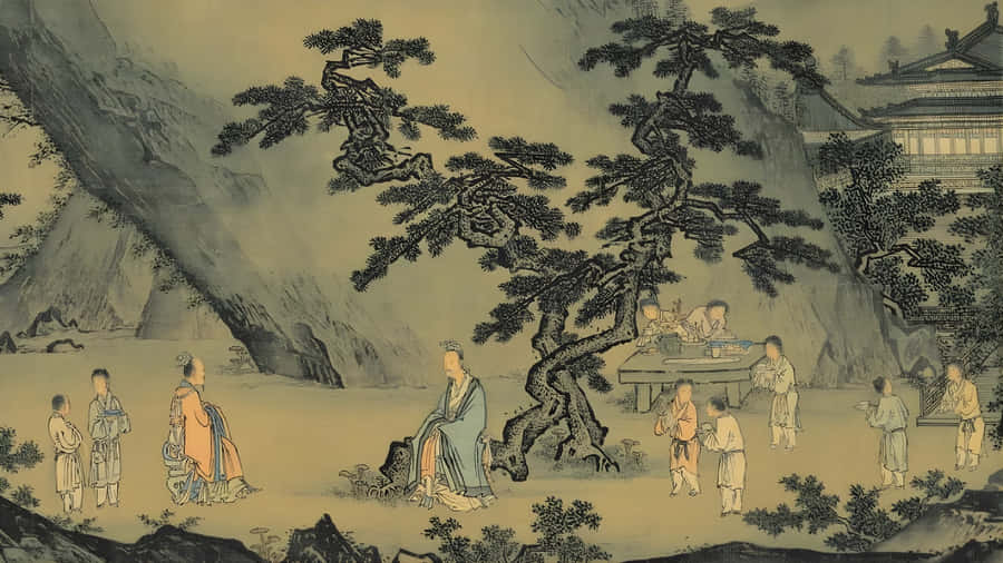 Ancient Chinese Landscape Painting Wallpaper