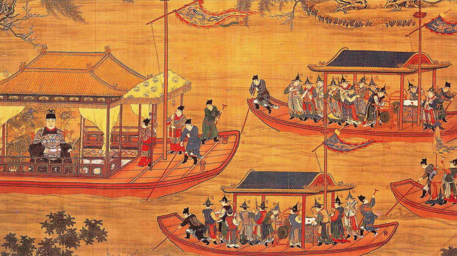 Ancient Chinese River Festival Wallpaper