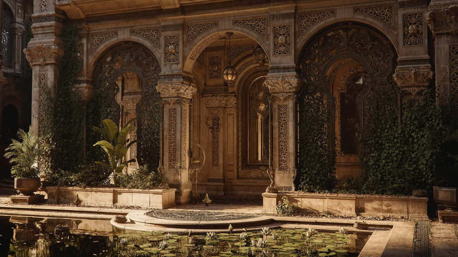 Ancient Courtyard Environment Unreal Engine 5 Wallpaper