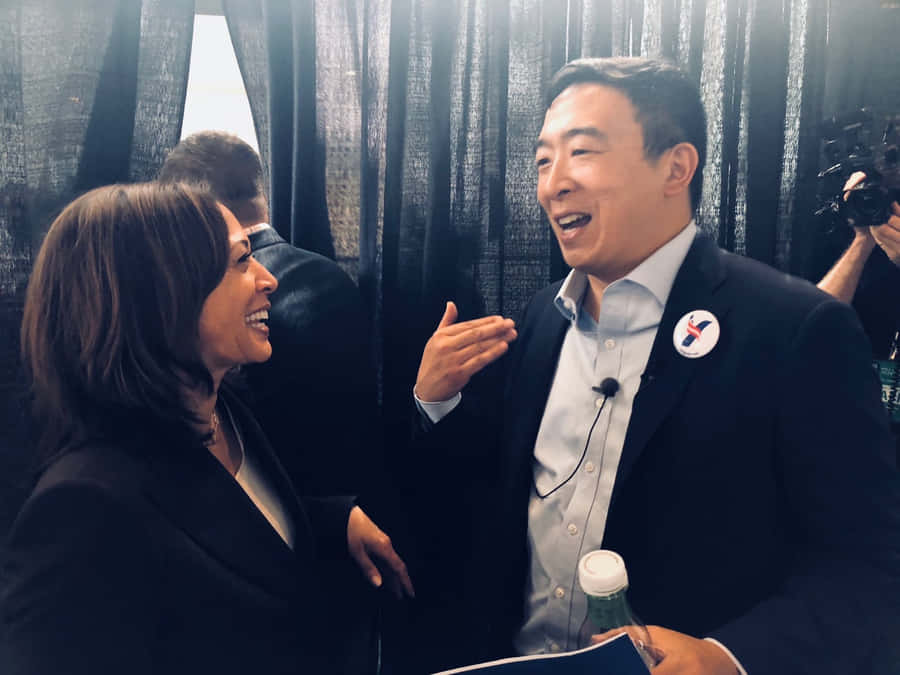 Andrew Yang With Kamala Harris Wallpaper