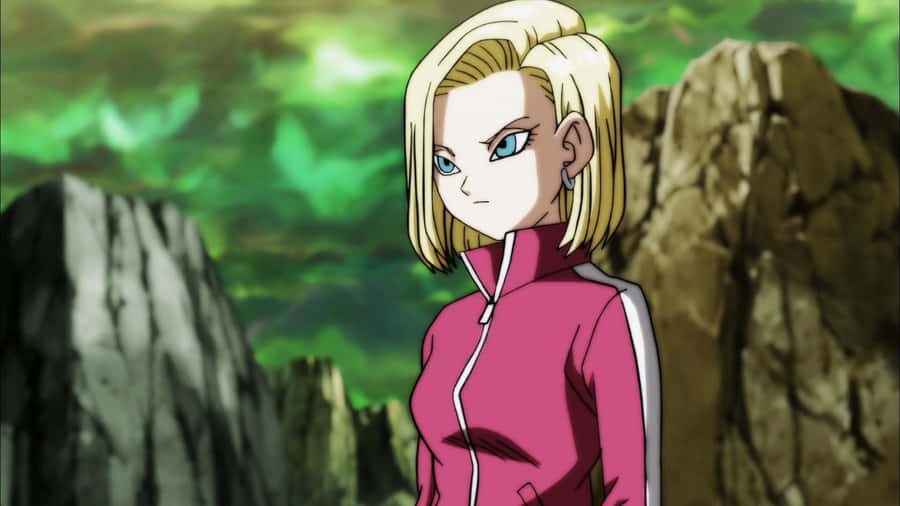 Android_18_ Stoic_ Expression_ Anime_ Scene.jpg Wallpaper