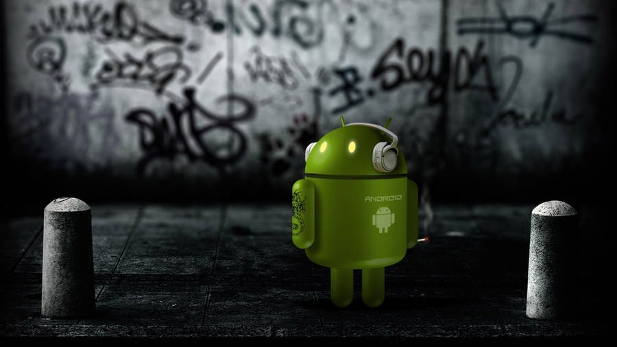 Android Robot Painted In Street Art Wallpaper