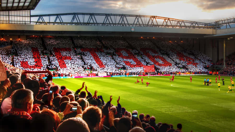 Anfield Stadium Liverpool Supporters Tribute Wallpaper