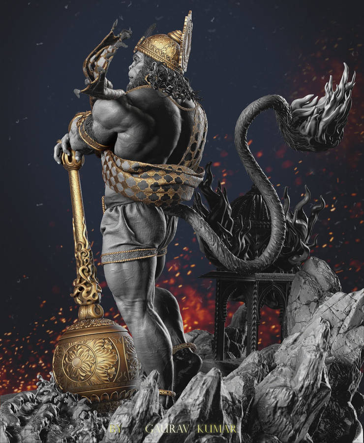 Angry Hanuman With Tail Wallpaper