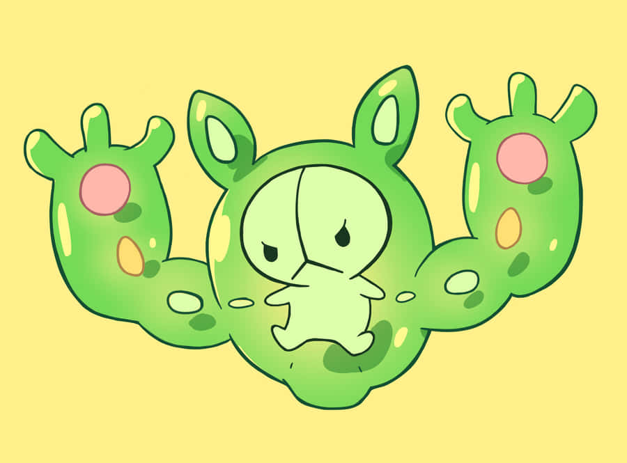 Angry Reuniclus Yellow Background Wallpaper