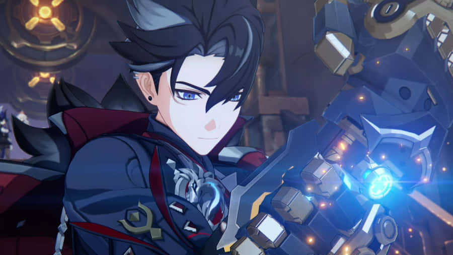 Animated Armored Hero Readyfor Battle Wallpaper