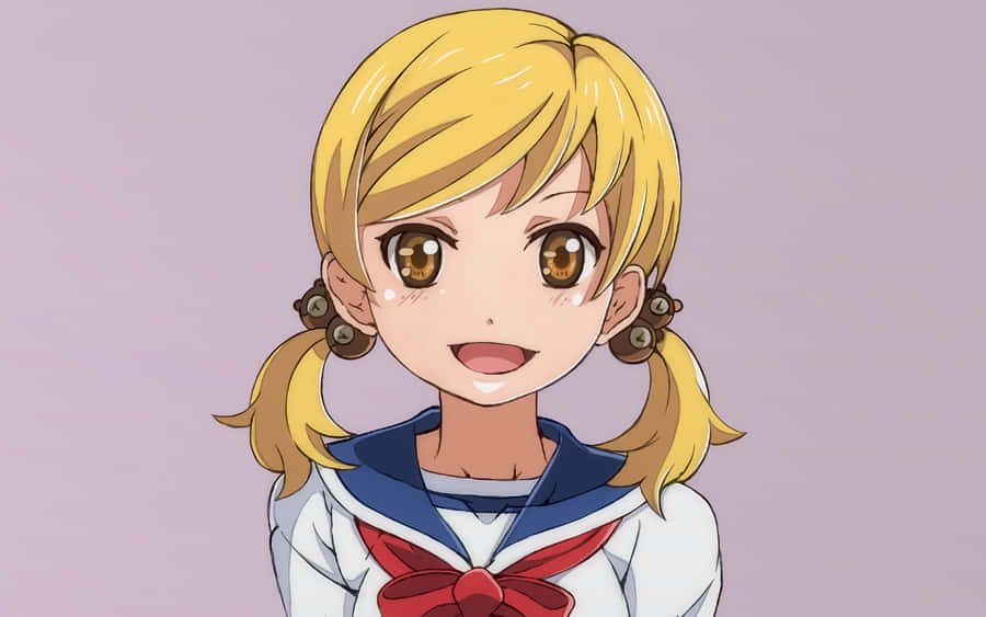 Animated Blonde Character School Uniform Wallpaper