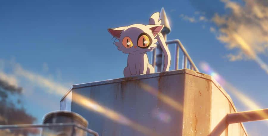 Animated Cat Sunset Adventure Wallpaper