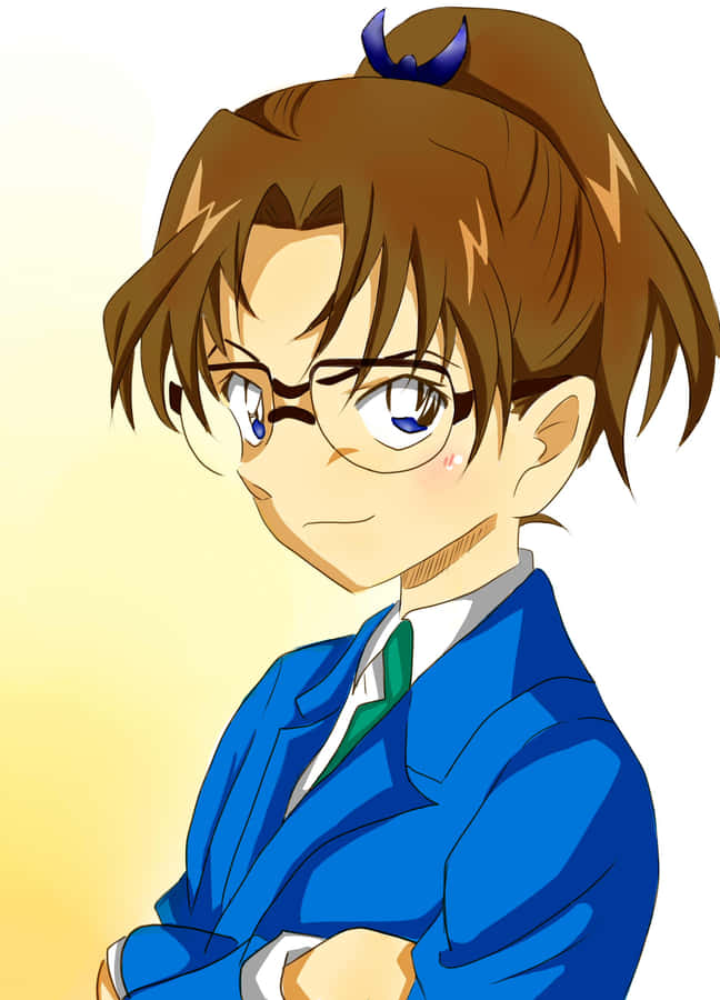 Animated Character Blue Suit Glasses Wallpaper