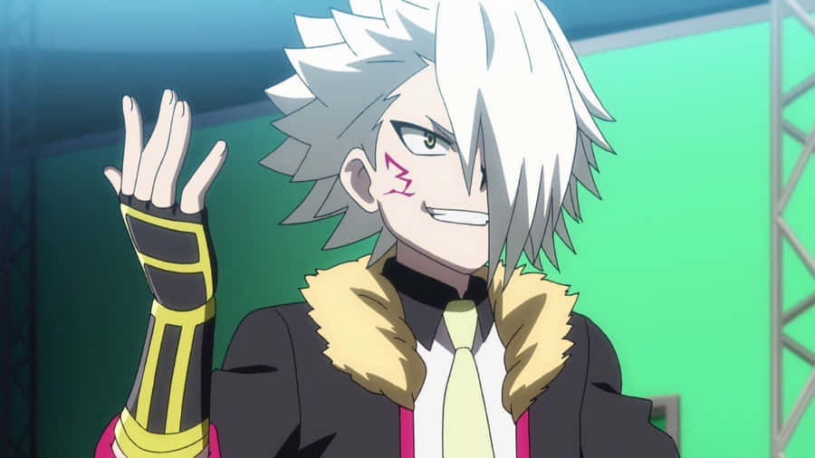 Animated Character Gesturing Victory Sign Wallpaper