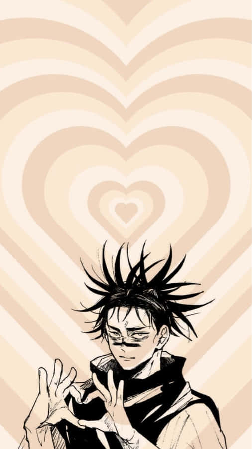 Animated Character Heart Background Wallpaper