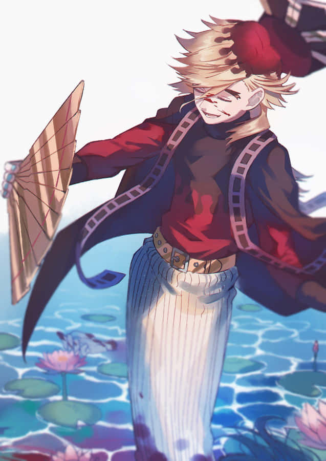 Animated Character Holding Fan Wallpaper