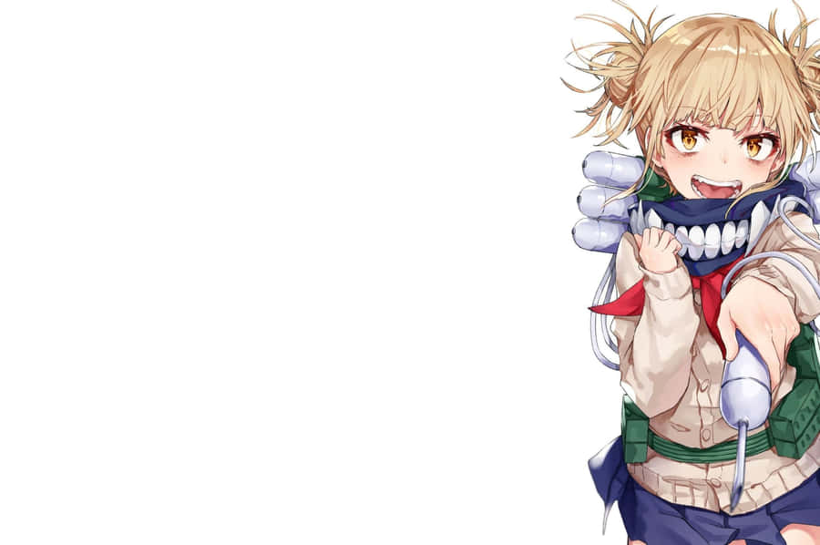 Animated Character With Toothy Smileand Scarf Wallpaper