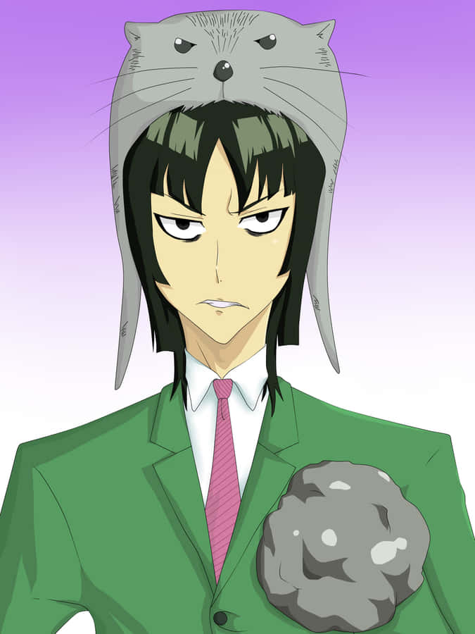 Animated Characterwith Otter Hatand Green Suit Wallpaper