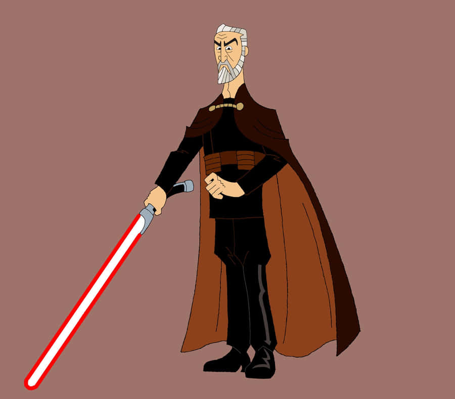 Animated Count Dooku With Lightsaber Wallpaper